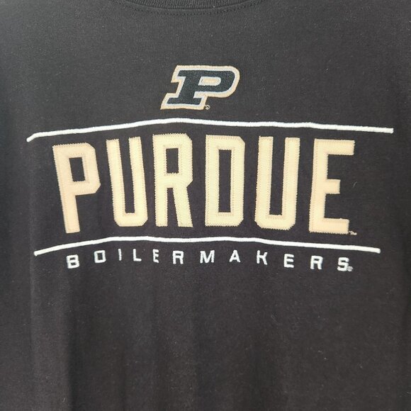 Purdue Boilermakers T-Shirt NCAA Black Hanes Beefy Tee Embroidered XXL 2XL EUC - Picture 2 of 9